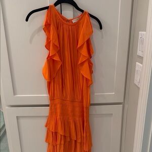 Ramy Brook Orange Ruffled Mini Dress